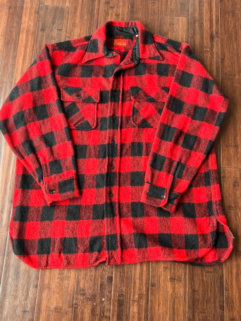 Vtg Men’s Buffalo Plaid XL Wool Blend Shirt Sears Kings Road Full Cut
